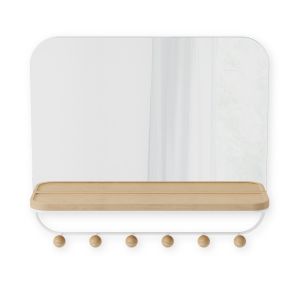 Огледало за стенен монтаж с 6 бр. закачалки “ESTIQUE“ - цвят бял от UMBRA