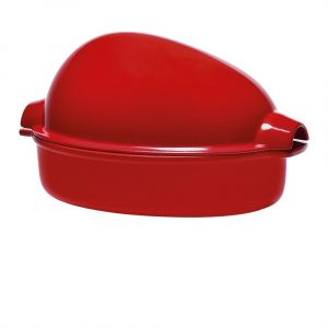 Червена керамична форма за печене на пиле EMILE HENRY "LARGE ROASTER" - 4 л / 42 х 28см.
